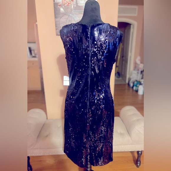 New with tags Jackie Jon midnight blue Sequins Velvet Dress - Picture 3 of 7